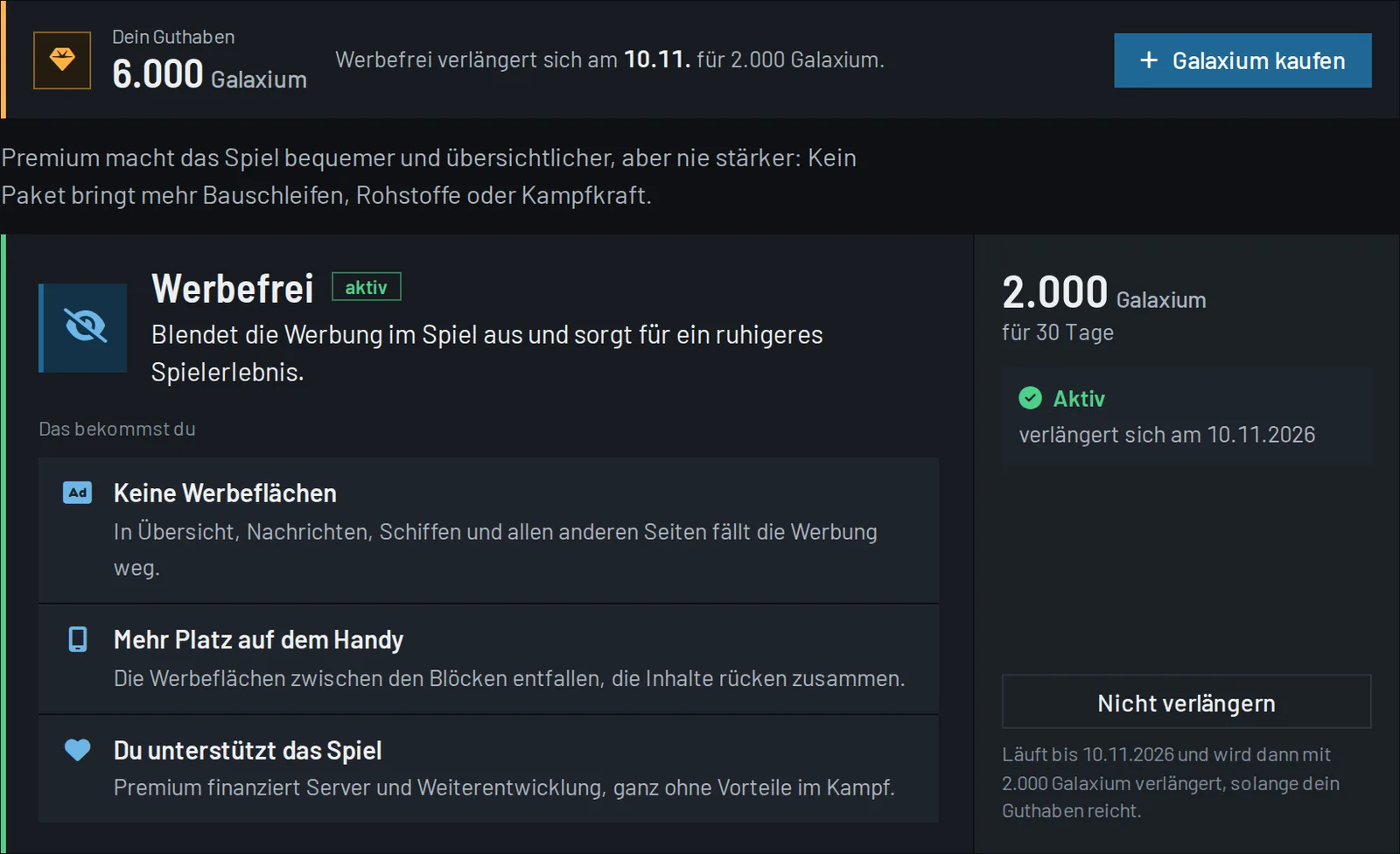 Screenshot Premium im Spiel