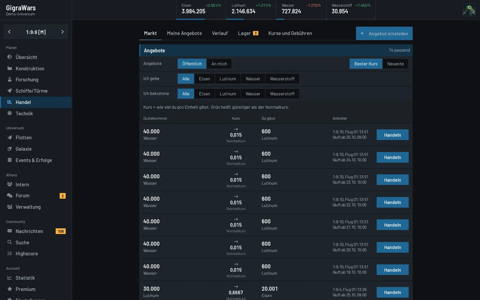 Screenshot Der Markt im Handelsposten